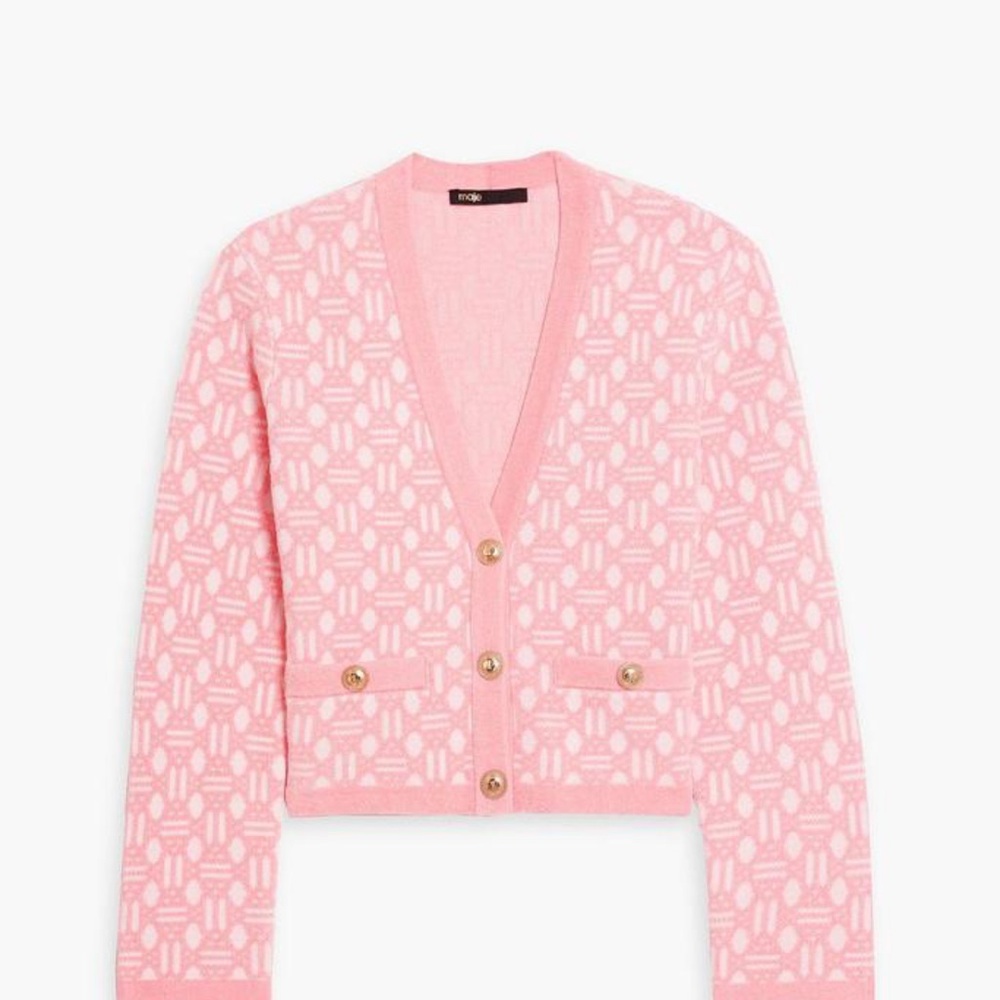 Maje Pink Jacquard Cardigan Size 1